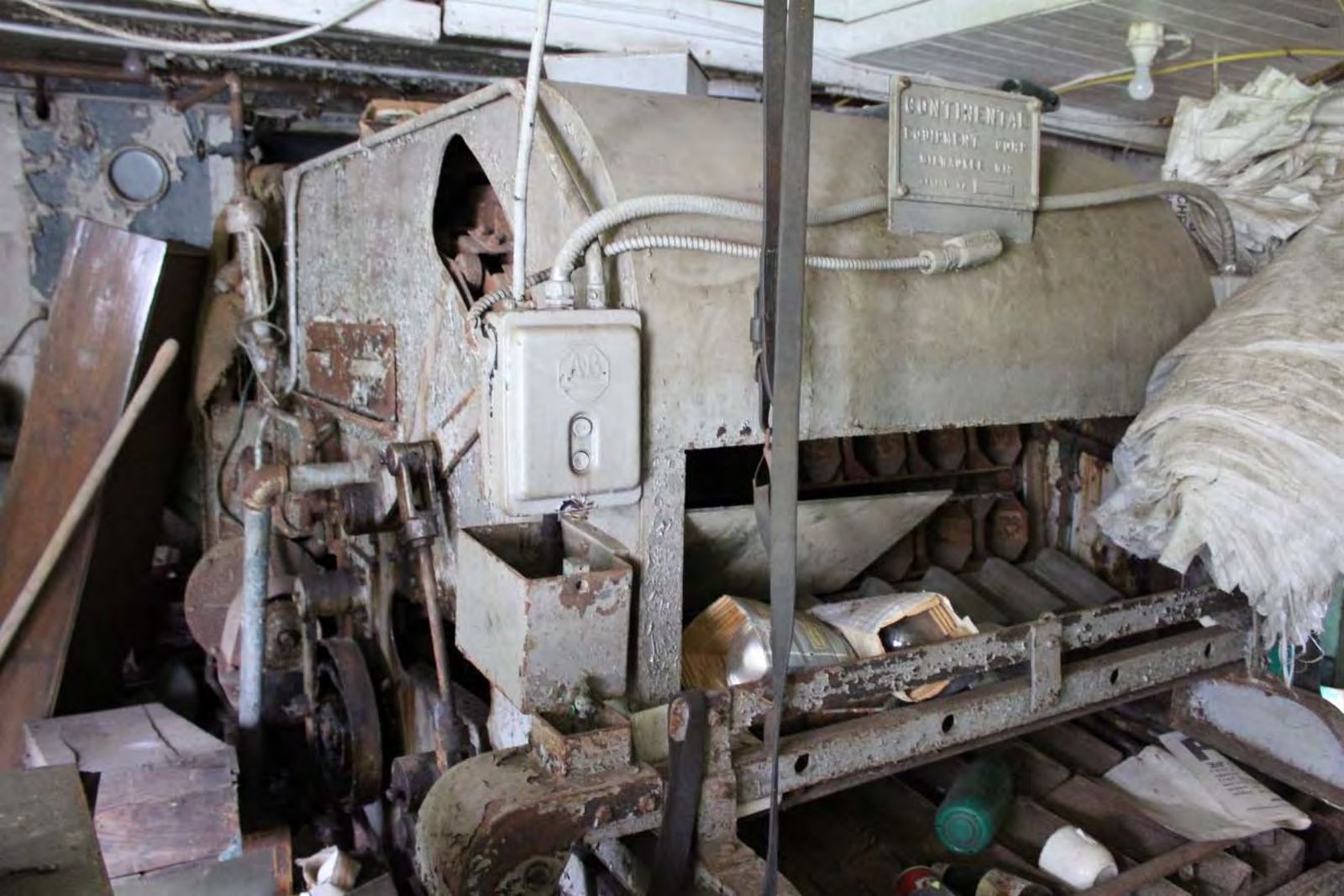 The mechanized bottling machine inside the creamery.