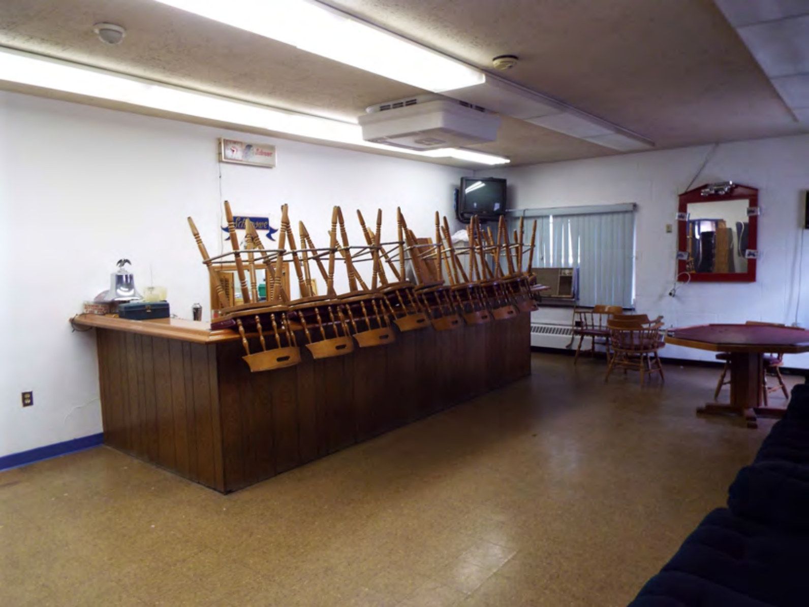 Upstairs recreational bar.