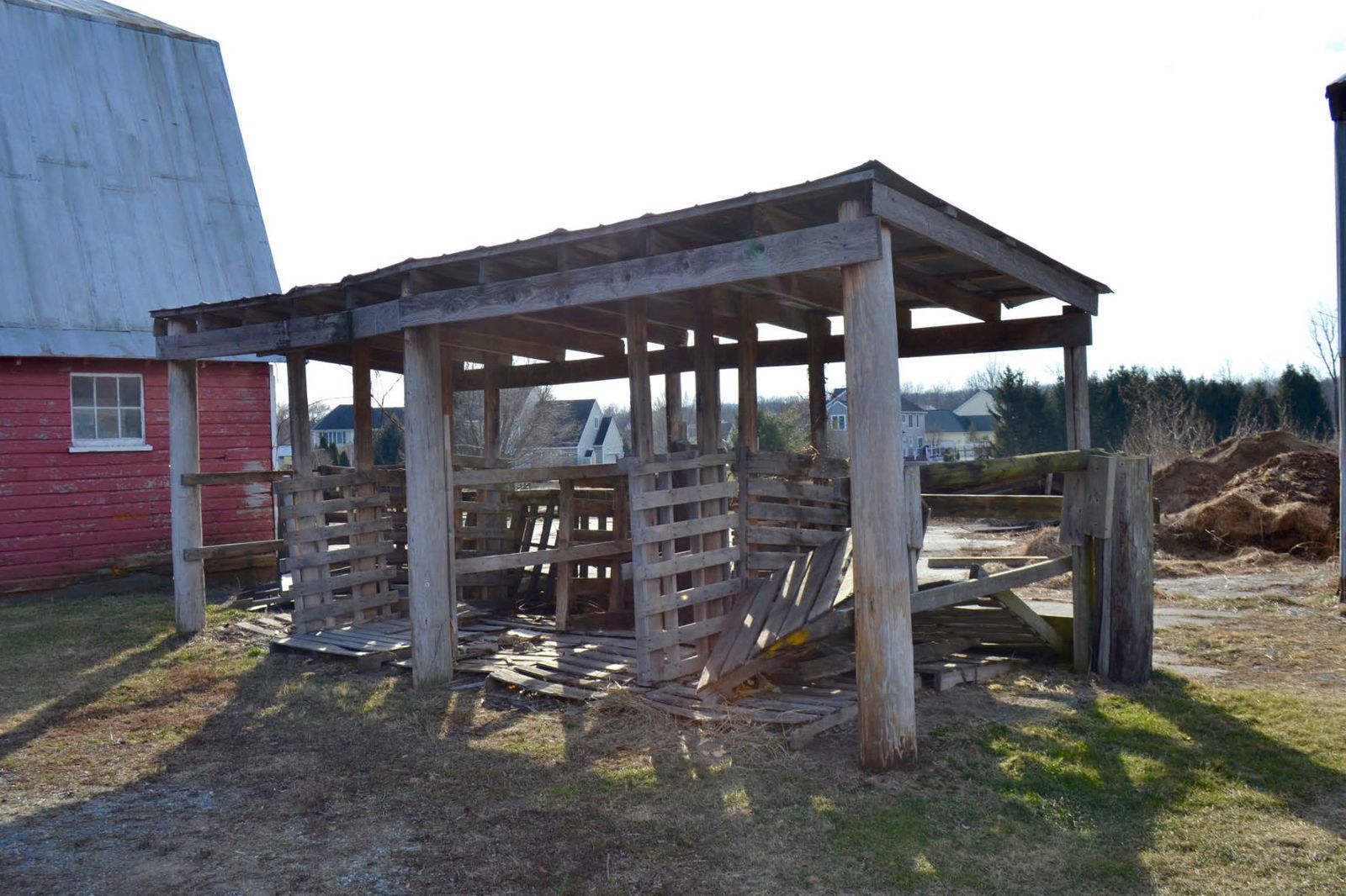 Horse stanchions, facing southwest.